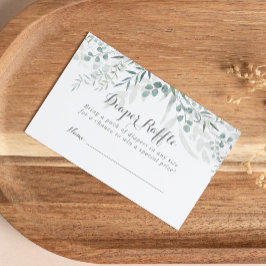 Minimalistisk Grönt Eucalyptus Diaper Raffle Bilje Tilläggskort