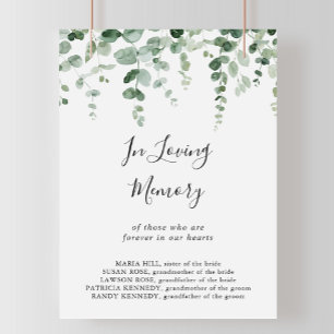 Minimalistisk Grönt-eukalyptus i lov-minnestecken Poster