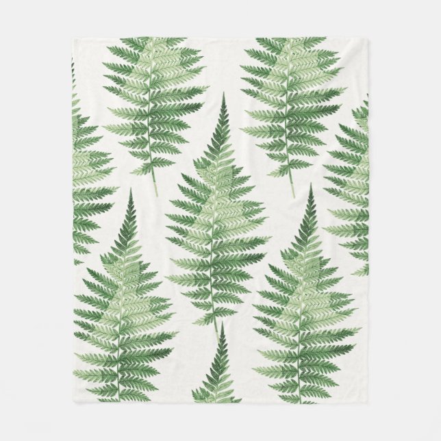 Minimalistisk Grönt Fern Botanical Illustration Fleecefilt (Framsidan)