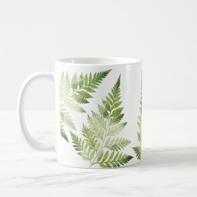 Minimalistisk Grönt Fern Botanical Illustration Kaffemugg (Vänster)