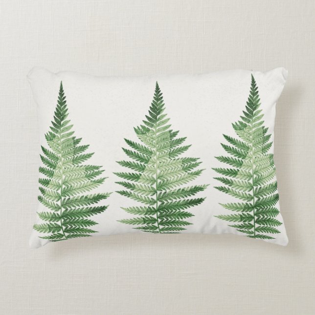 Minimalistisk Grönt Fern Botanical Illustration Prydnadskudde (Framsidan)
