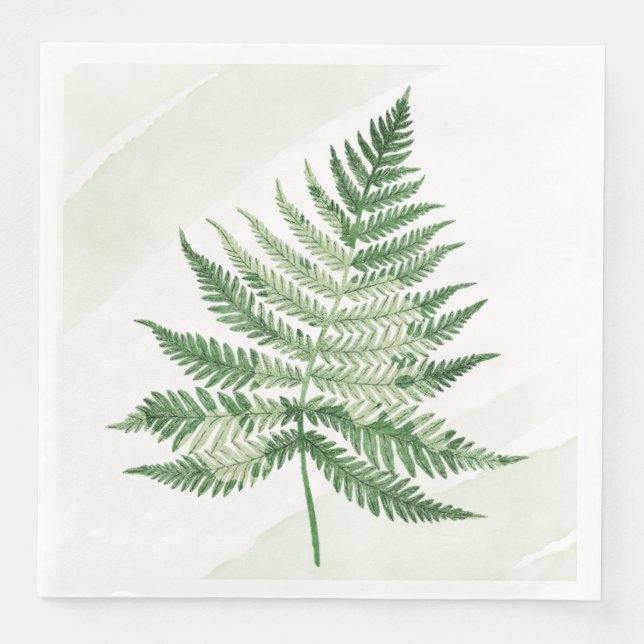 Minimalistisk Grönt Fern Pappersservett (Framsida)