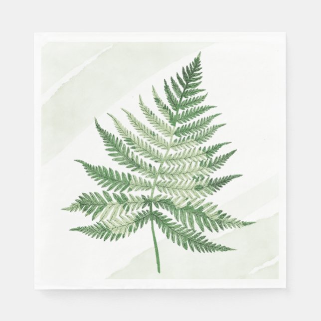 Minimalistisk Grönt Fern Pappersservett (Framsidan)