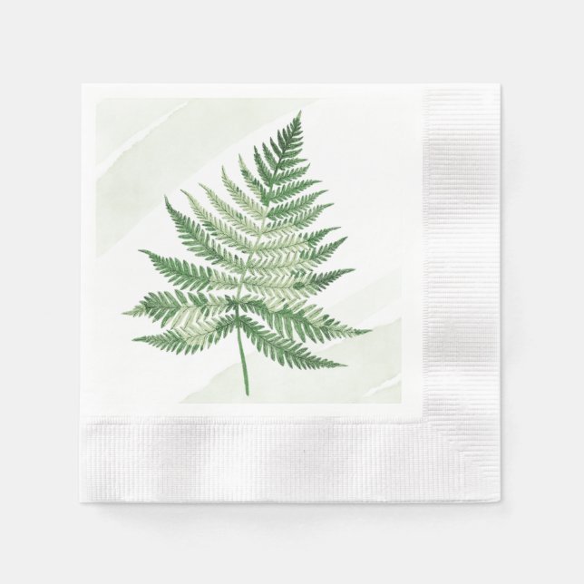 Minimalistisk Grönt Fern Pappersservett (Framsidan)