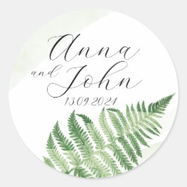 Minimalistisk Grönt Fern Runt Klistermärke