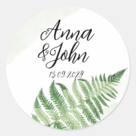 Minimalistisk Grönt Fern Runt Klistermärke