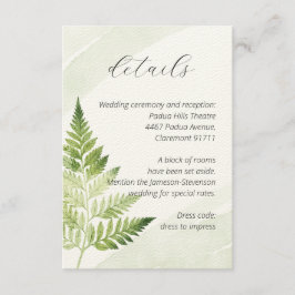 Minimalistisk Grönt Fern Tilläggskort