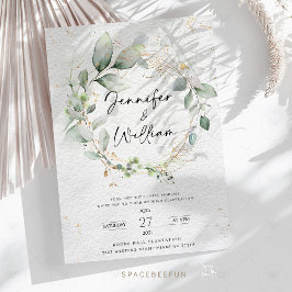 Minimalistisk Grönt för Blommigt av bröllopsinbjud Inbjudningar