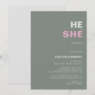 Minimalistisk Grönt för Elegant Han eller hon Gend Inbjudningar