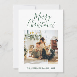 Minimalistisk Grönt för God jul-fotokort Julkort