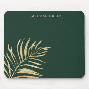Minimalistisk grönt för jägare i guld löv monogram musmatta