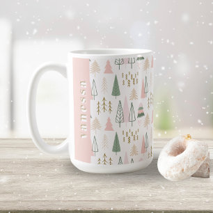 Minimalistisk Grönt för Julgranar och  Rosa Kaffemugg