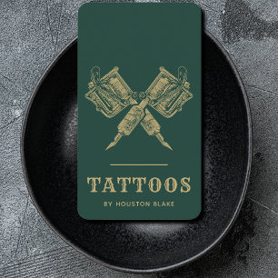 Minimalistisk Grönt för vintage och Guld Tattokons Visitkort