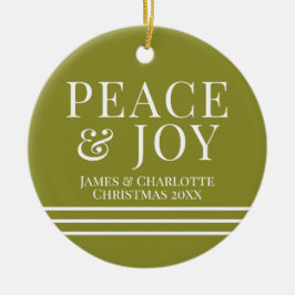 Minimalistisk Grönt, fred och joy-julfoto Julgransprydnad Keramik