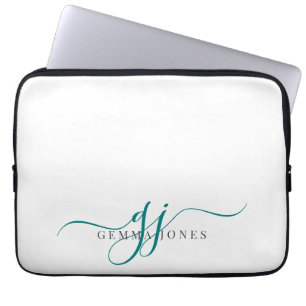 Minimalistisk grönt i Monogram Initialer Laptop Fodral