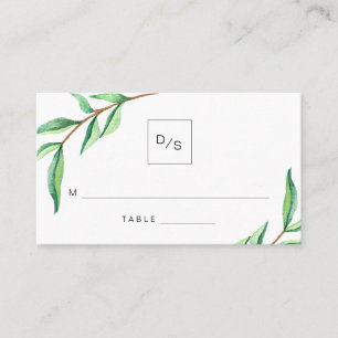 Minimalistisk Grönt Löv Bröllop miljökort Placeringskort
