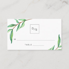 Minimalistisk Grönt Löv Bröllop miljökort Placeringskort