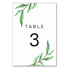Minimalistisk Grönt Löv på Vita Bröllop Bordsnummer