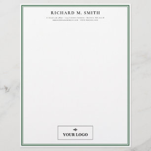 Minimalistisk Grönt med enkel Elegant vit med Logo Brevhuvud
