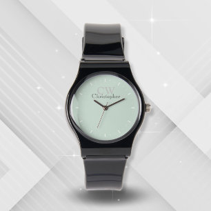 Minimalistisk Grönt Monogram Armbandsur