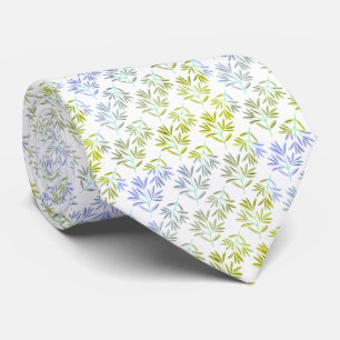 Minimalistisk Grönt och blåtonade Löv-stommar Slips