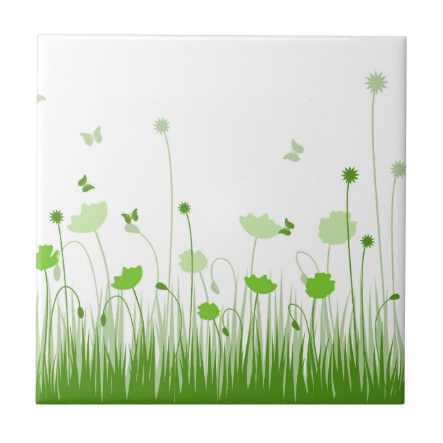 Minimalistisk Grönt och Blommigt för skuggor av vi Kakelplatta (Framsidan)