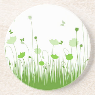 Minimalistisk Grönt och Blommigt för skuggor av vi Underlägg Sandsten