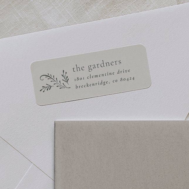 Minimalistisk Grönt och botanisk Returadress för C Etikett (Skapare uppladdad)