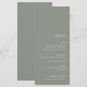 Minimalistisk Grönt och Elegant bröllop Meny