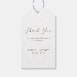 Minimalistisk Grönt och vit enkel Bröllop Presentetikett