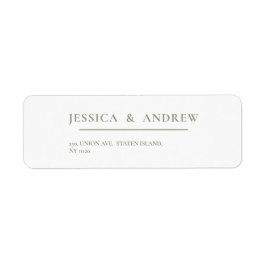 Minimalistisk Grönt och vit enkel Bröllop Returadress Etikett