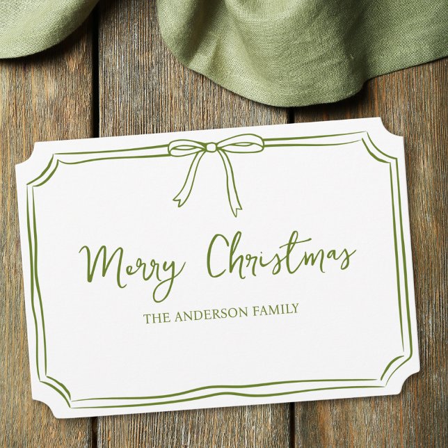 Minimalistisk Grönt och vit kokpunkt God jul Kort (Celebrate in style with this elegant green Christmas card, perfect for a timeless holiday greeting.)