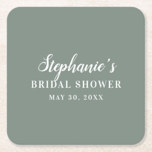 Minimalistisk Grönt och vit Möhippa Underlägg Papper Kvadrat