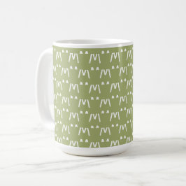 Minimalistisk Grönt och vitt monogram Kaffemugg