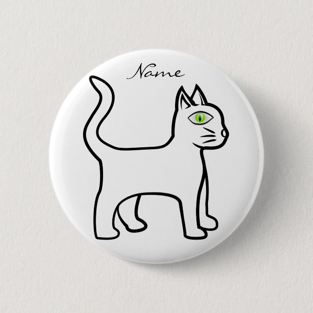 Minimalistisk Grönt-öga Cat Thunder_Cove Knapp (Framsida)