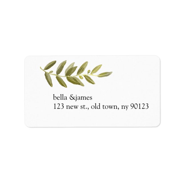 Minimalistisk Grönt Olive Gren Adressetiketter (Framsidan)