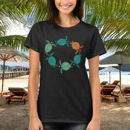 Minimalistisk grönt orange havssköldpaddor som sim t shirt