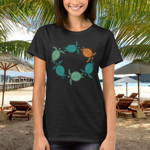 Minimalistisk grönt orange havssköldpaddor som sim t shirt