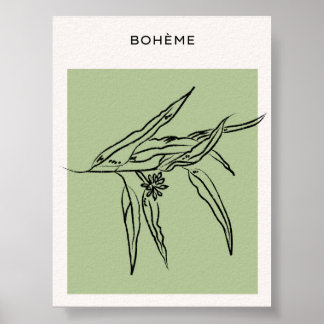 Minimalistisk Grönt Poster med Löv