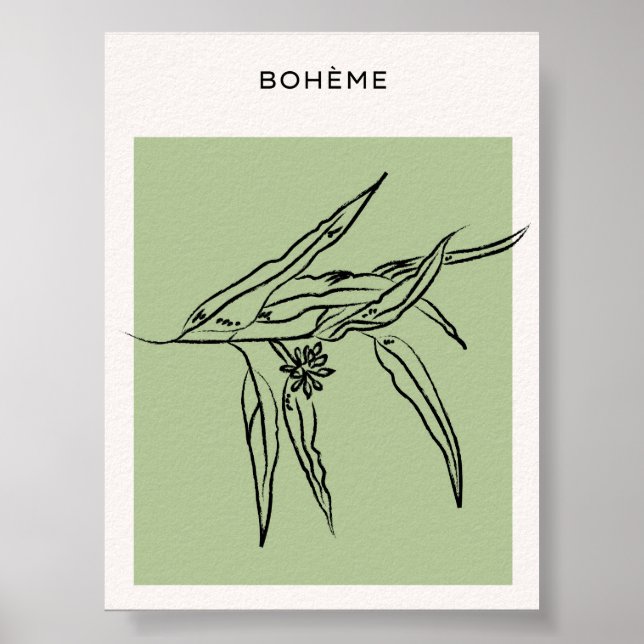 Minimalistisk Grönt Poster med Löv (Framsidan)