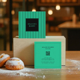 Minimalistisk Grönt Tosca Rand QR Code Bakery Fyrkantigt Visitkort
