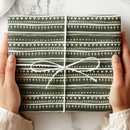 Minimalistisk Grönt Tribal Rand Presentpapper