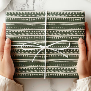 Minimalistisk Grönt Tribal Rand Presentpapper