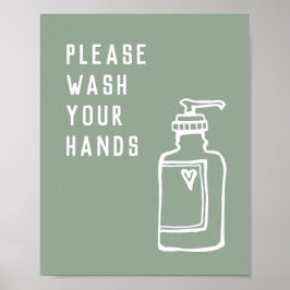 Minimalistisk Grönt Tvätta Händer-soap Poster