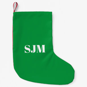 Minimalistisk grönt vit röd Anpassningsbar monogra Liten Julstrumpa