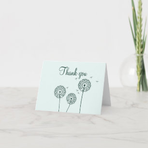 Minimalistisk Grönt Vita Dandelion Flower-Tack Kort