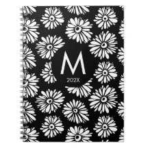 Minimalistisk Groovy Svart och Vit Tusenskönas Mon