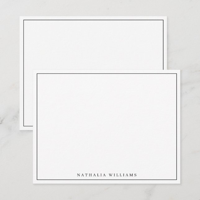 Minimalistisk grundläggande anpassning av svart pa anteckningskort (Fram/baksida)