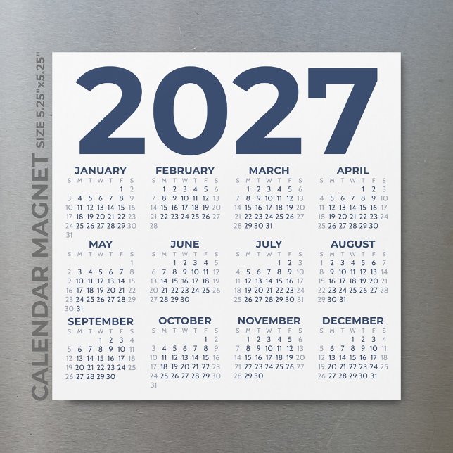 Minimalistisk Grundläggande Marinblå 2027 Magnetis (Skapare uppladdad)
