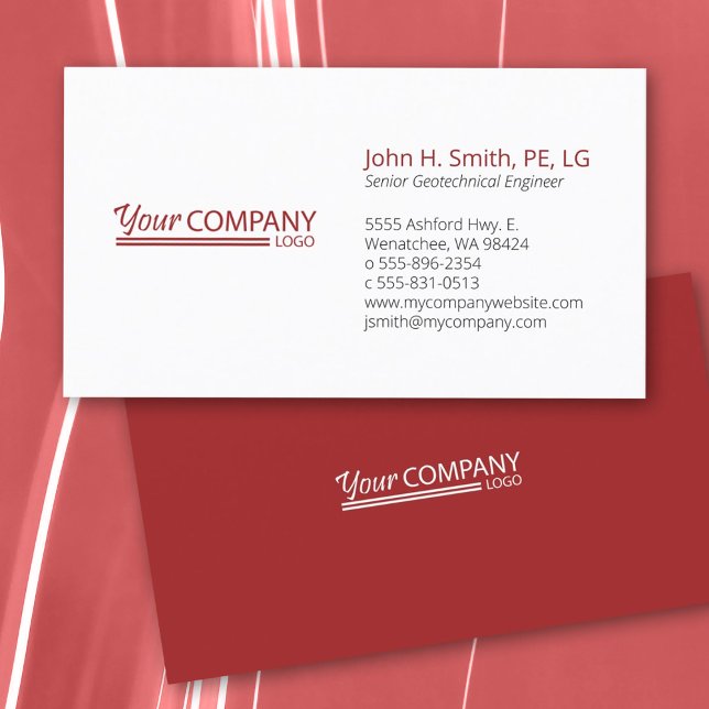 Minimalistisk grundläggande Professionell röd, vit Visitkort (minimalist, simple red logo professional business card template)